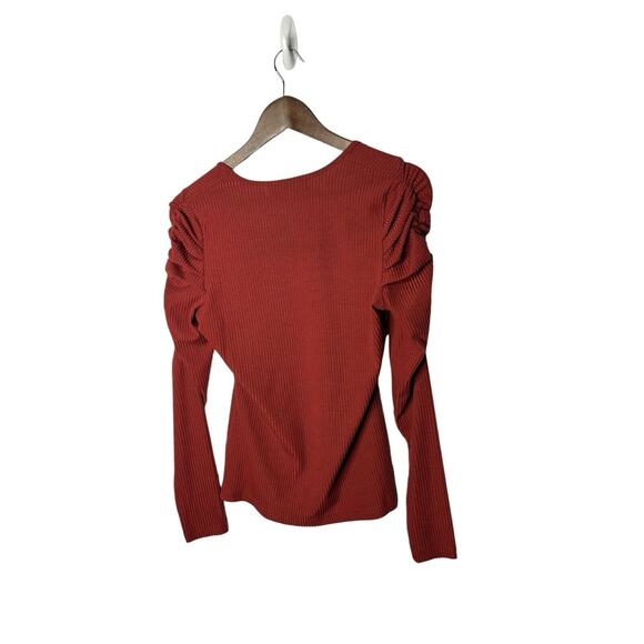 Bishop + Young‎ sz small ribbed ruched puff sleeve womens - Picture 3 of 3